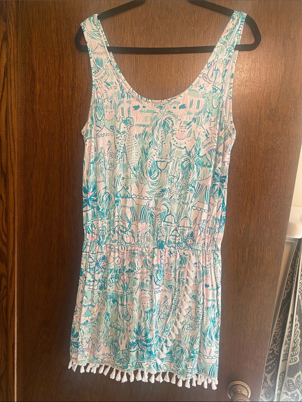Lilly Pulitzer ' Tropical Print One-Piece Romper in Teal and Pink